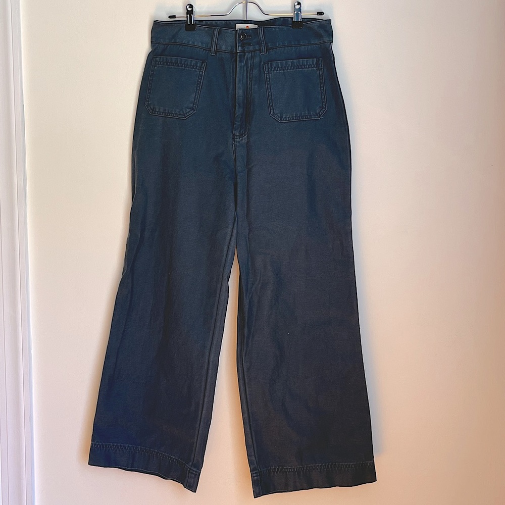 Marine Layer grey/blue wide/flare ankle pants. Size 10, worn twice.